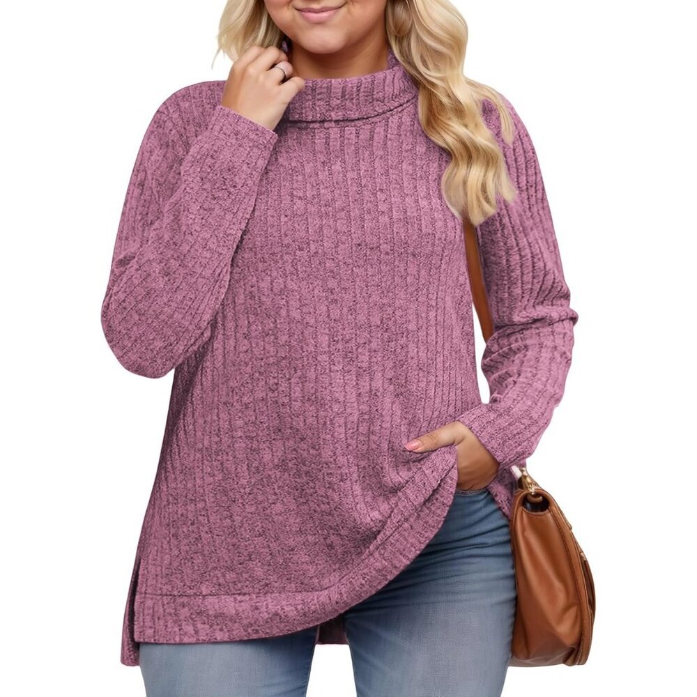 Plus Size Womens Turtleneck Sweater Long Sleeve Casual Dressy Tunic